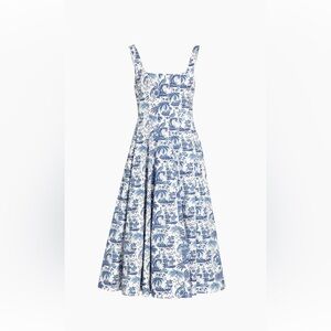 Staud Wells Toile De Pup midi dress blue and white size 8